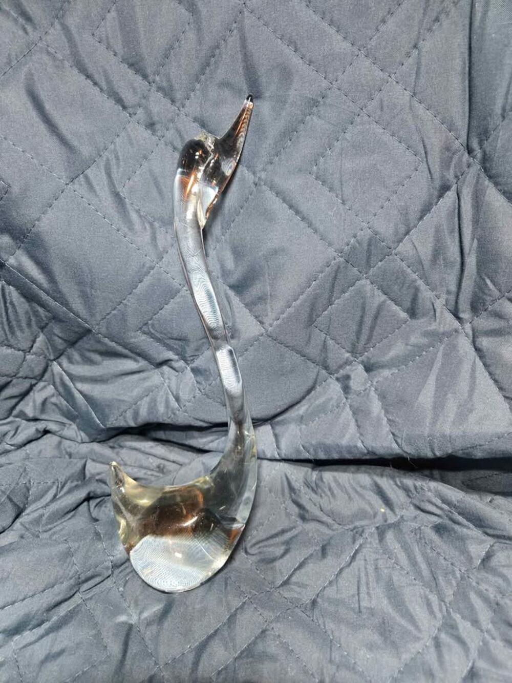 Clear Glass Swan Figurine 10" paper weight